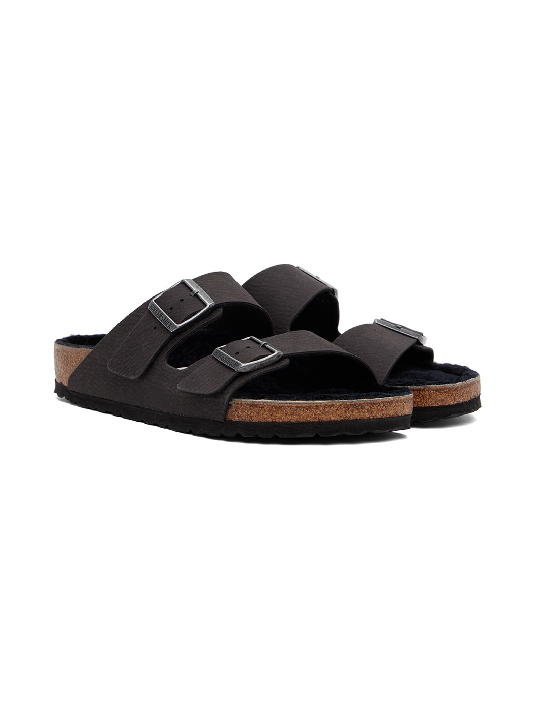 Black Regular Arizona Shearling Sandals - 4