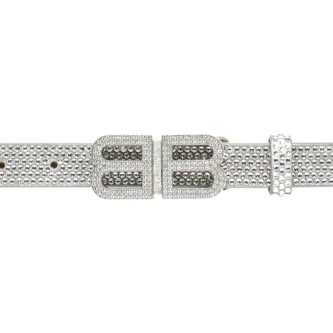 Women's Bb Hourglass Thin Belt With Rhinestones in Grey - 5