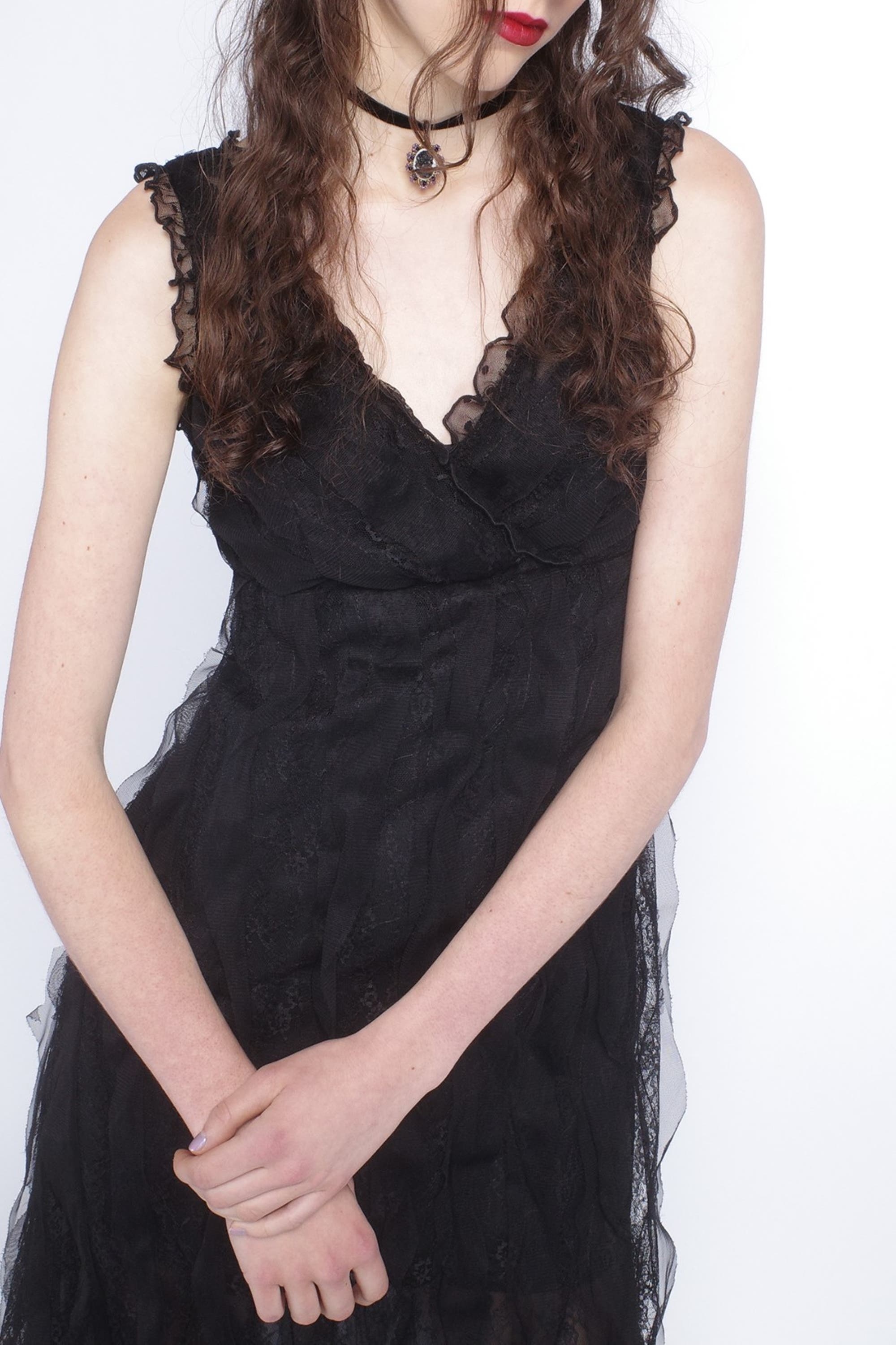Anna Sui Black Lace Combo Sleeveless Lace Dress at Nordstrom - 4