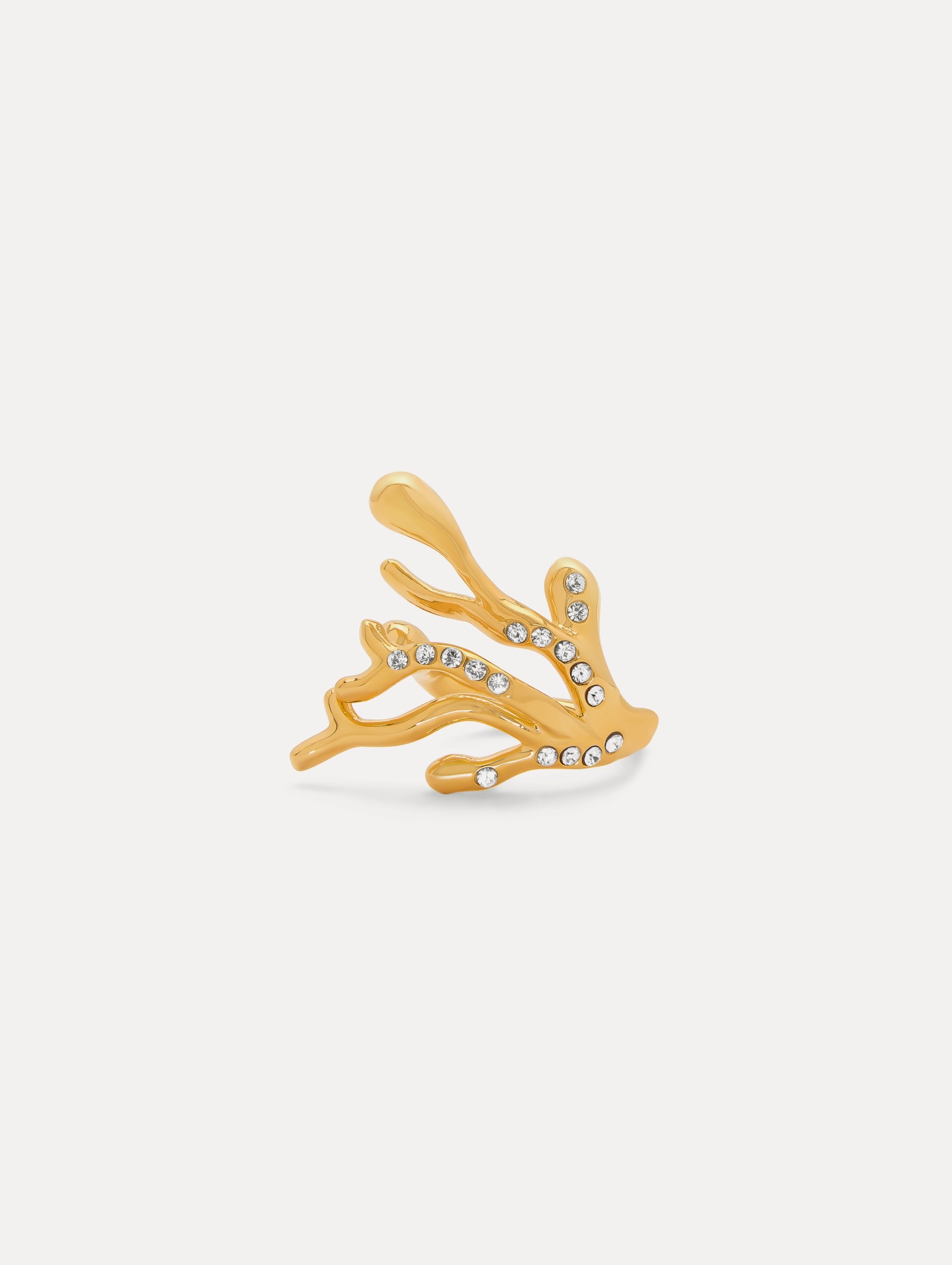 CORAL & GOLD DROPS RING - 2