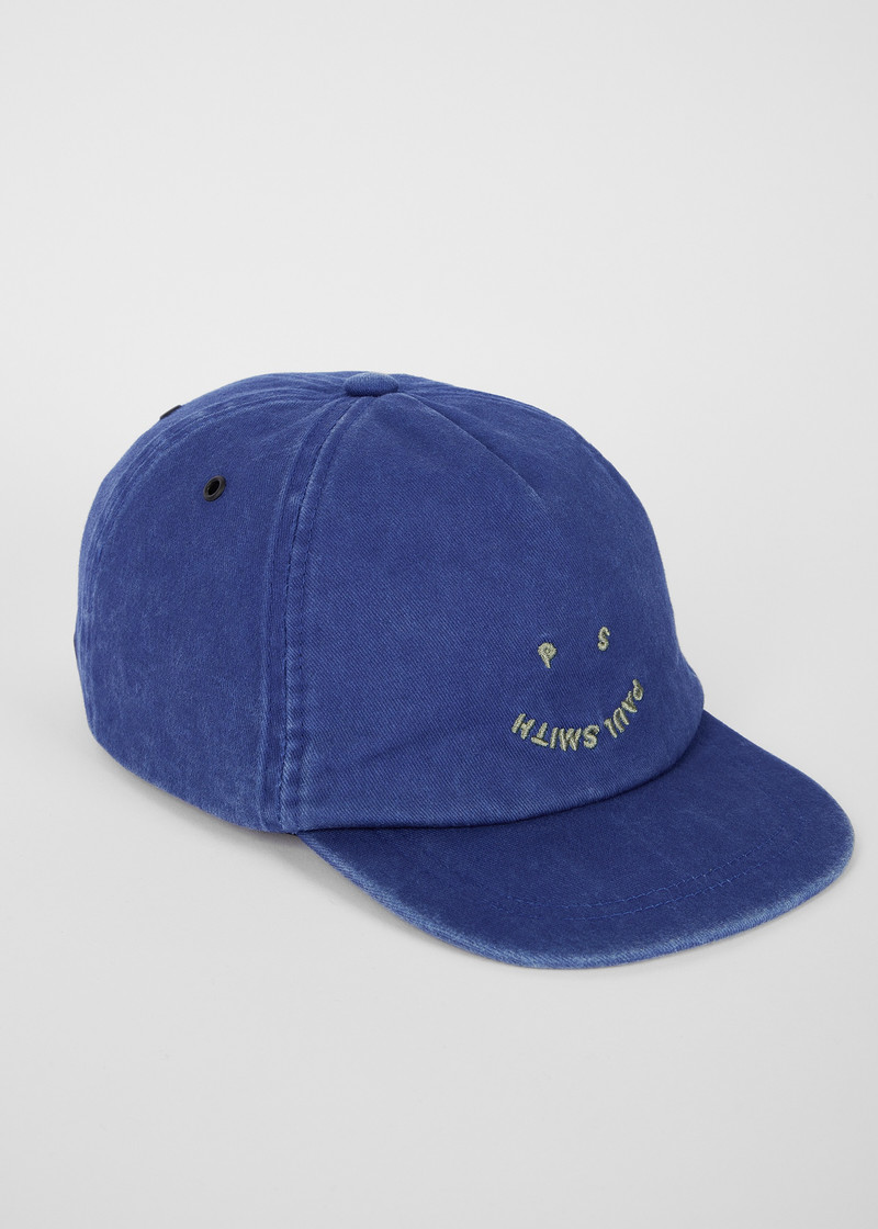 Paul Smith Washed Blue 'Happy' Cotton Cap outlook