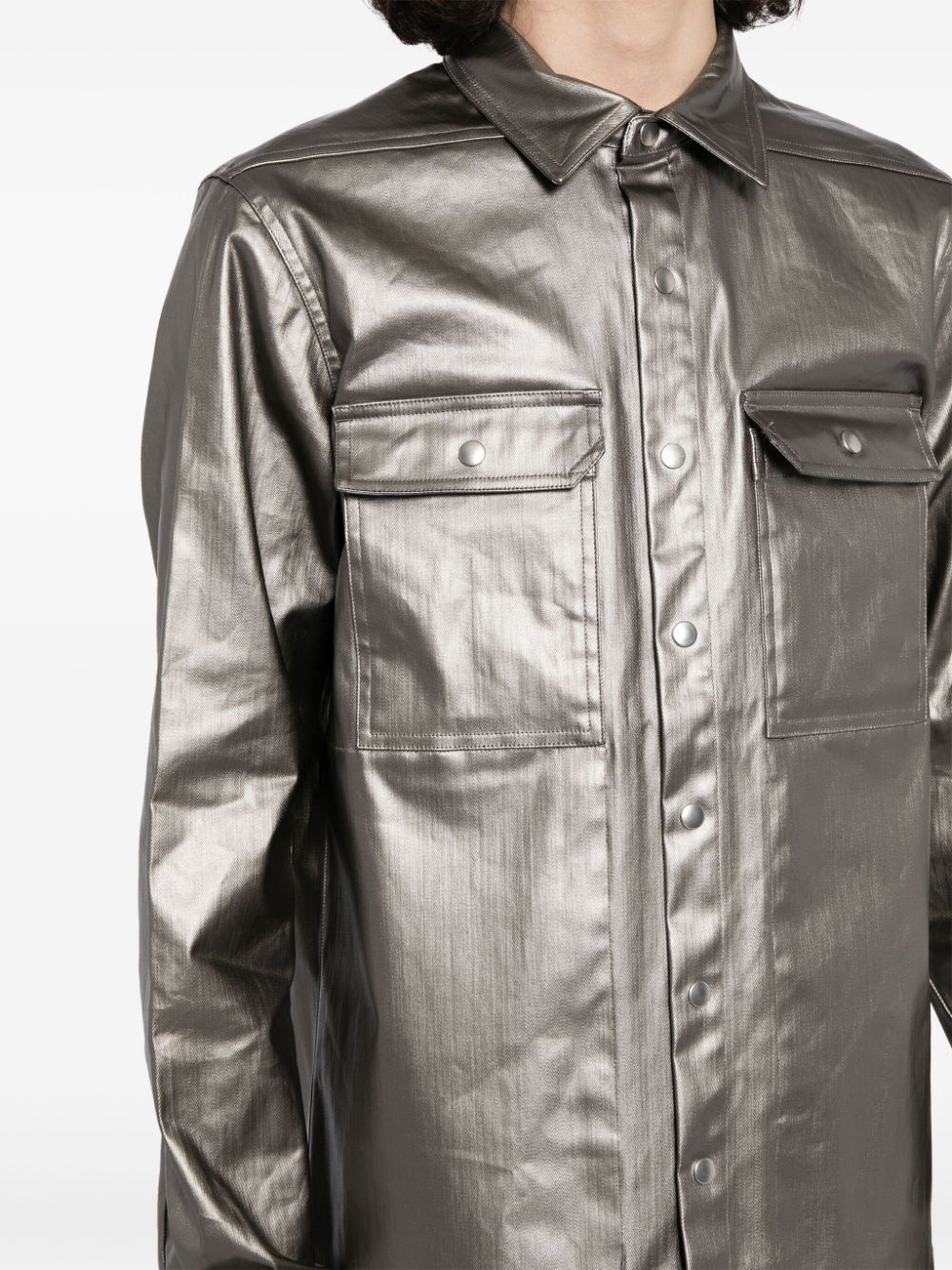 metallic denim jacket - 5