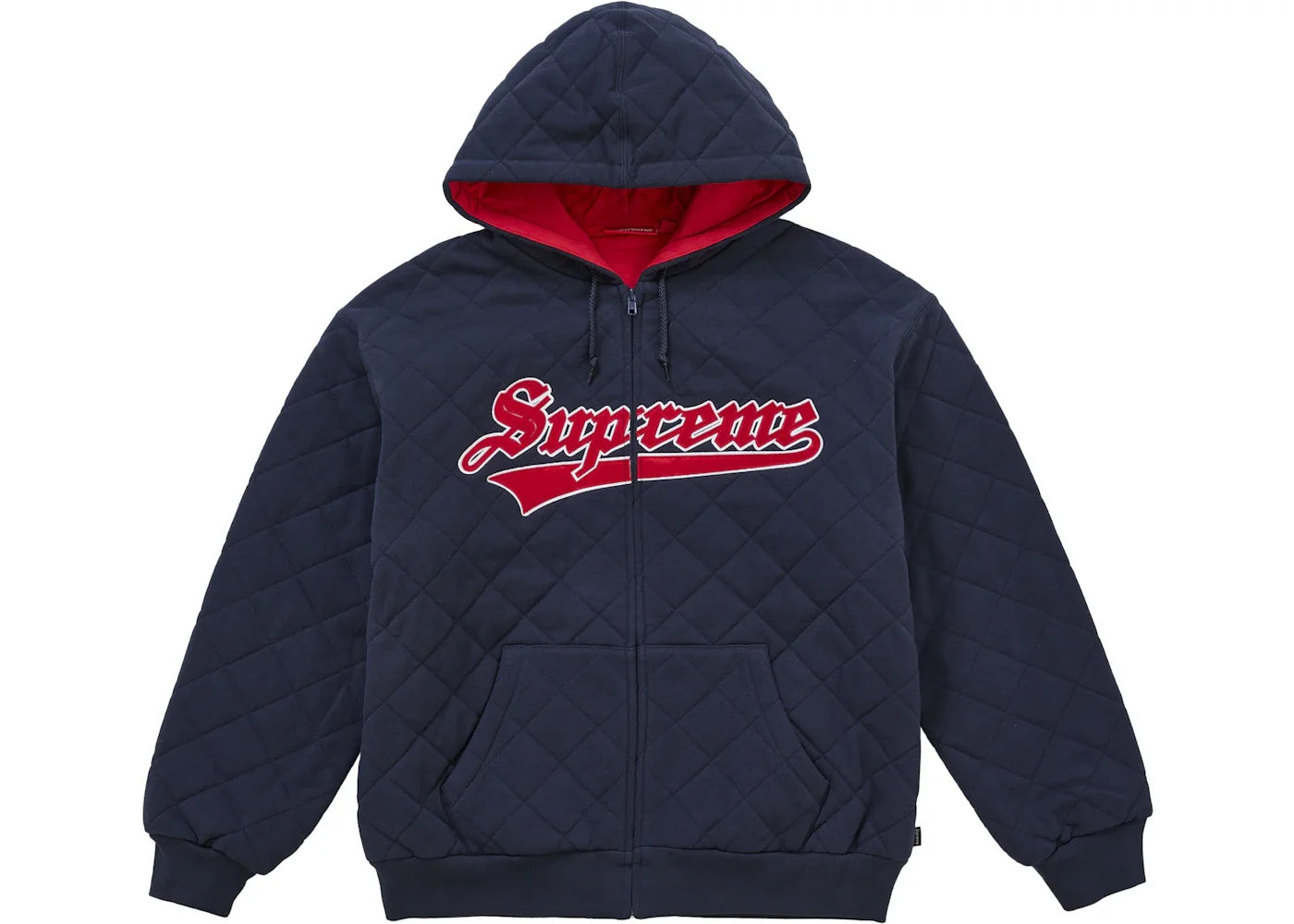 Supreme Quilted Zip Up Hooded Sweatshirt Navy - 1