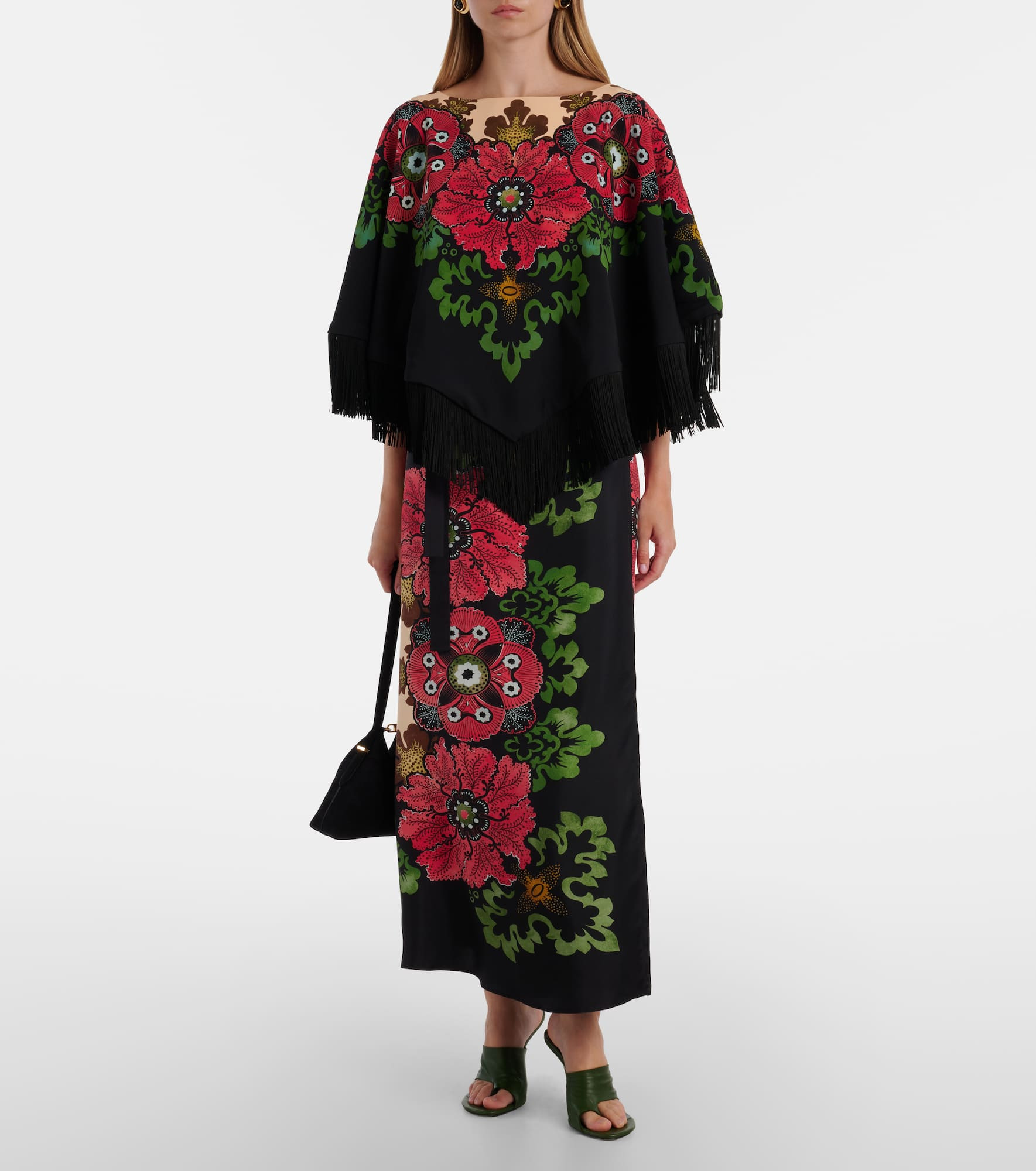 Sarong floral silk twill wrap skirt - 2