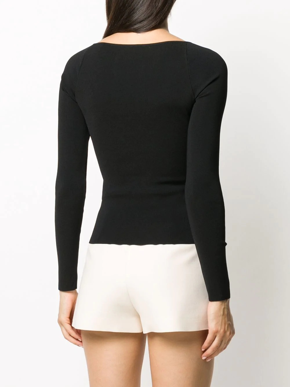 lace-trim fitted jumper - 4