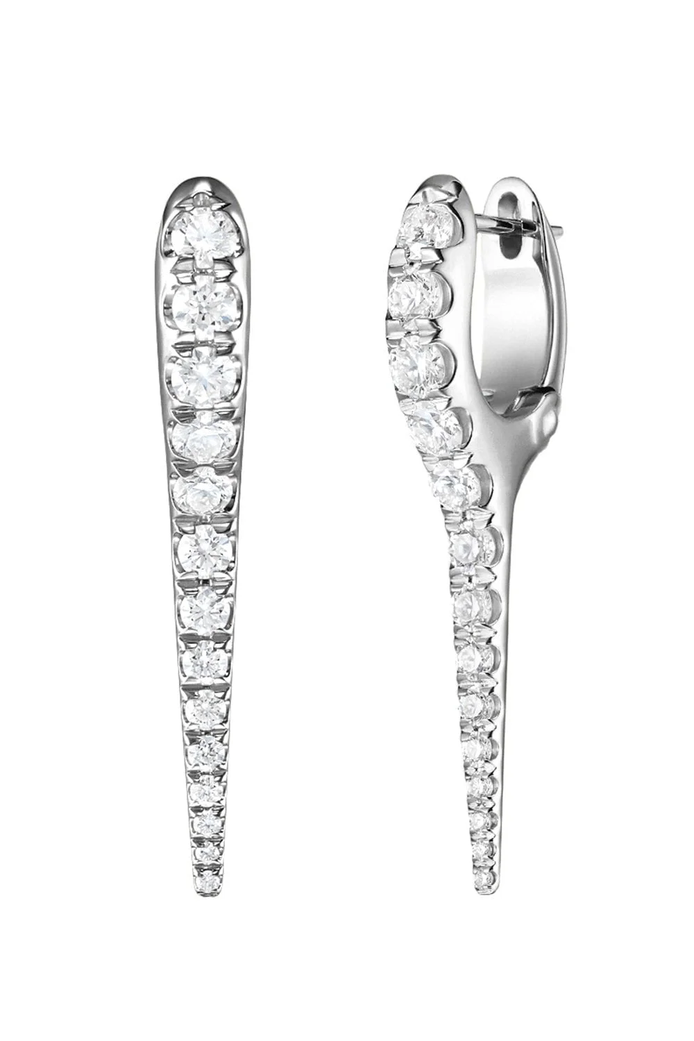 Small Diamond Lola Needle Earrings - White Gold - 1