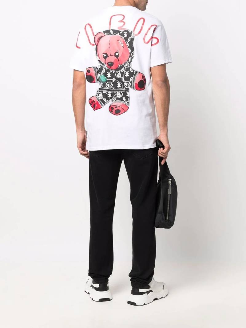 PHILIPP PLEIN cheque 인쇄 둥근 목 T 셔츠 outlook
