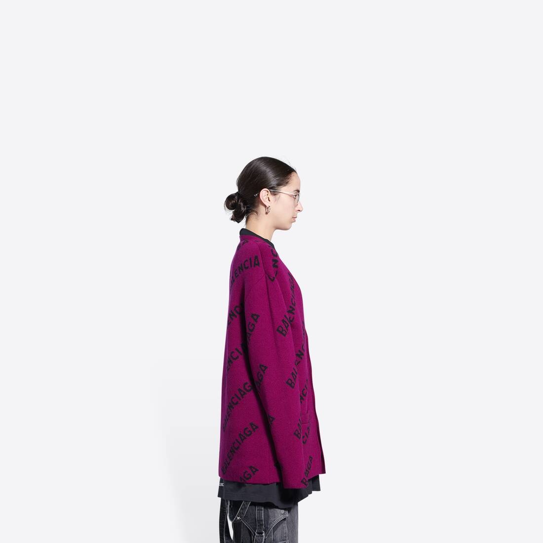 Women's Allover Logo Cardigan in Purple - 2