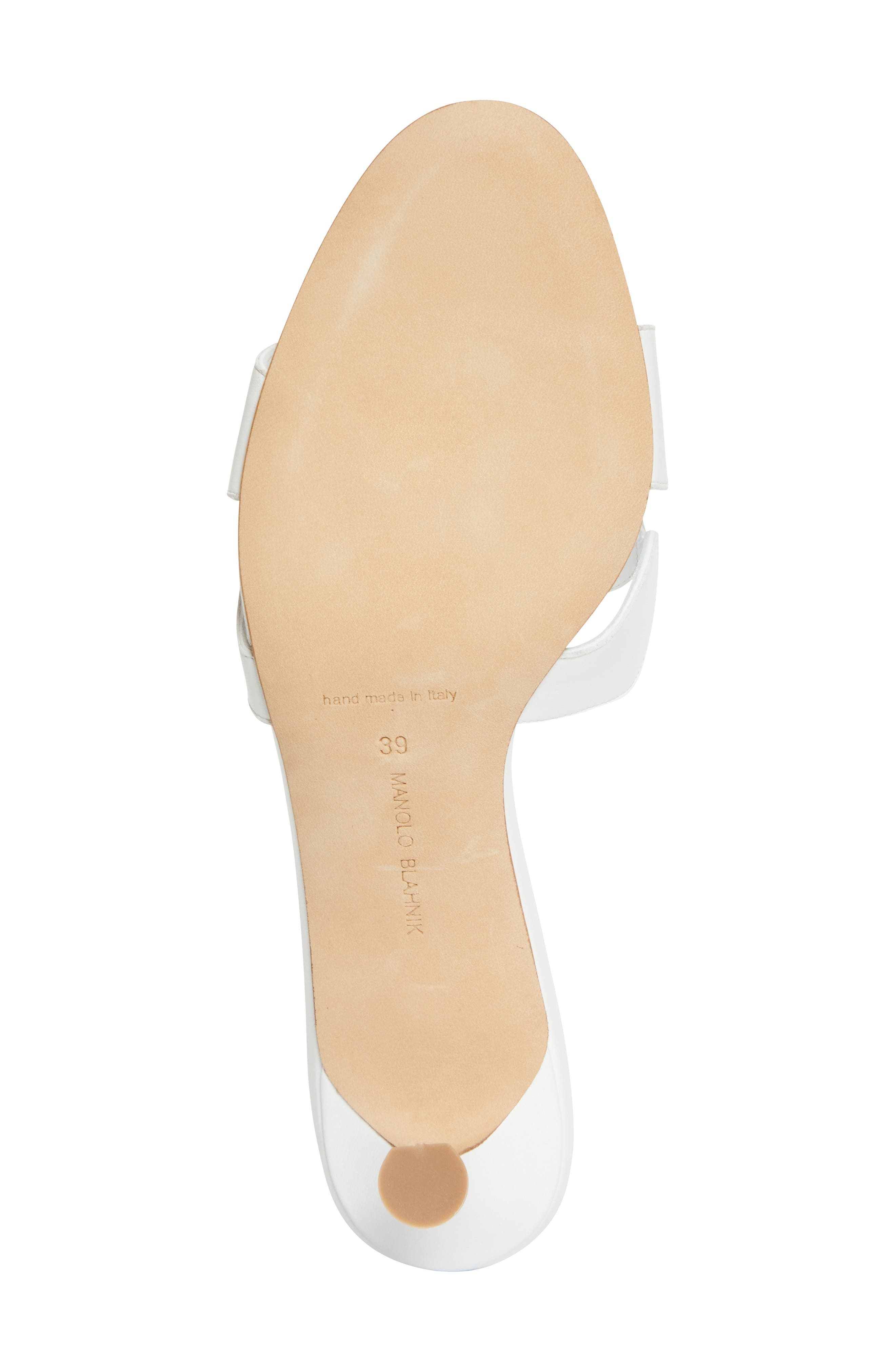 Manolo Blahnik Haribalmu Kitten Heel Sandal in White at Nordstrom - 6