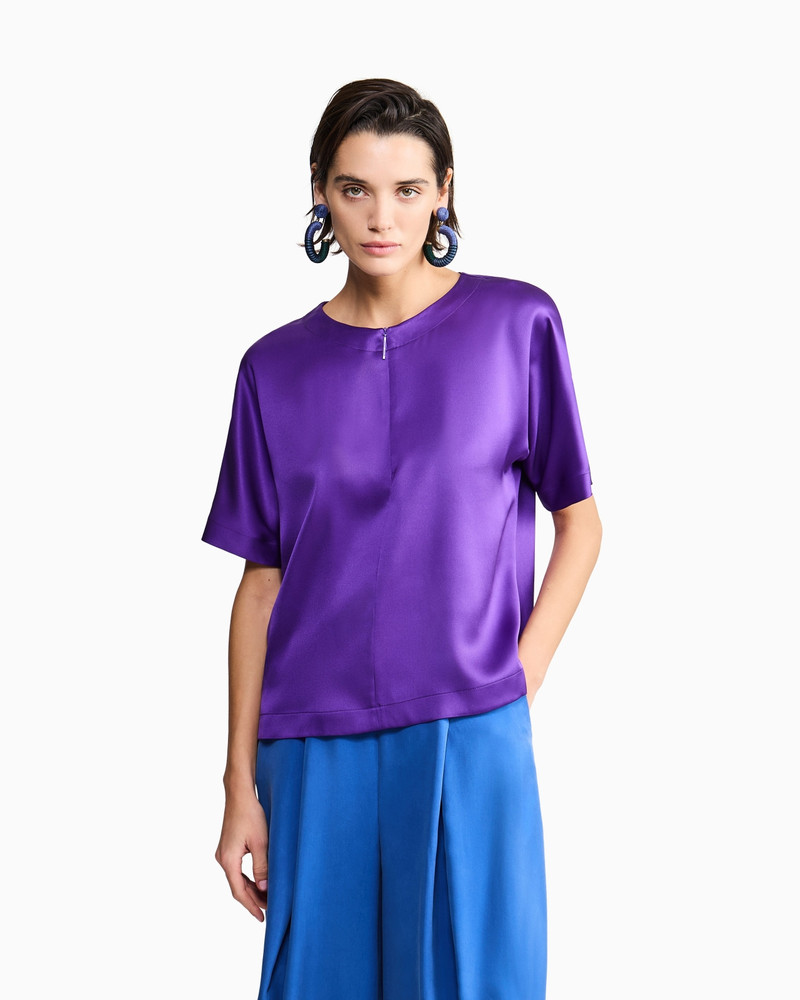 GIORGIO ARMANI SHORT-SLEEVED SHIRT IN DOUBLE-FACED SILK SATIN outlook