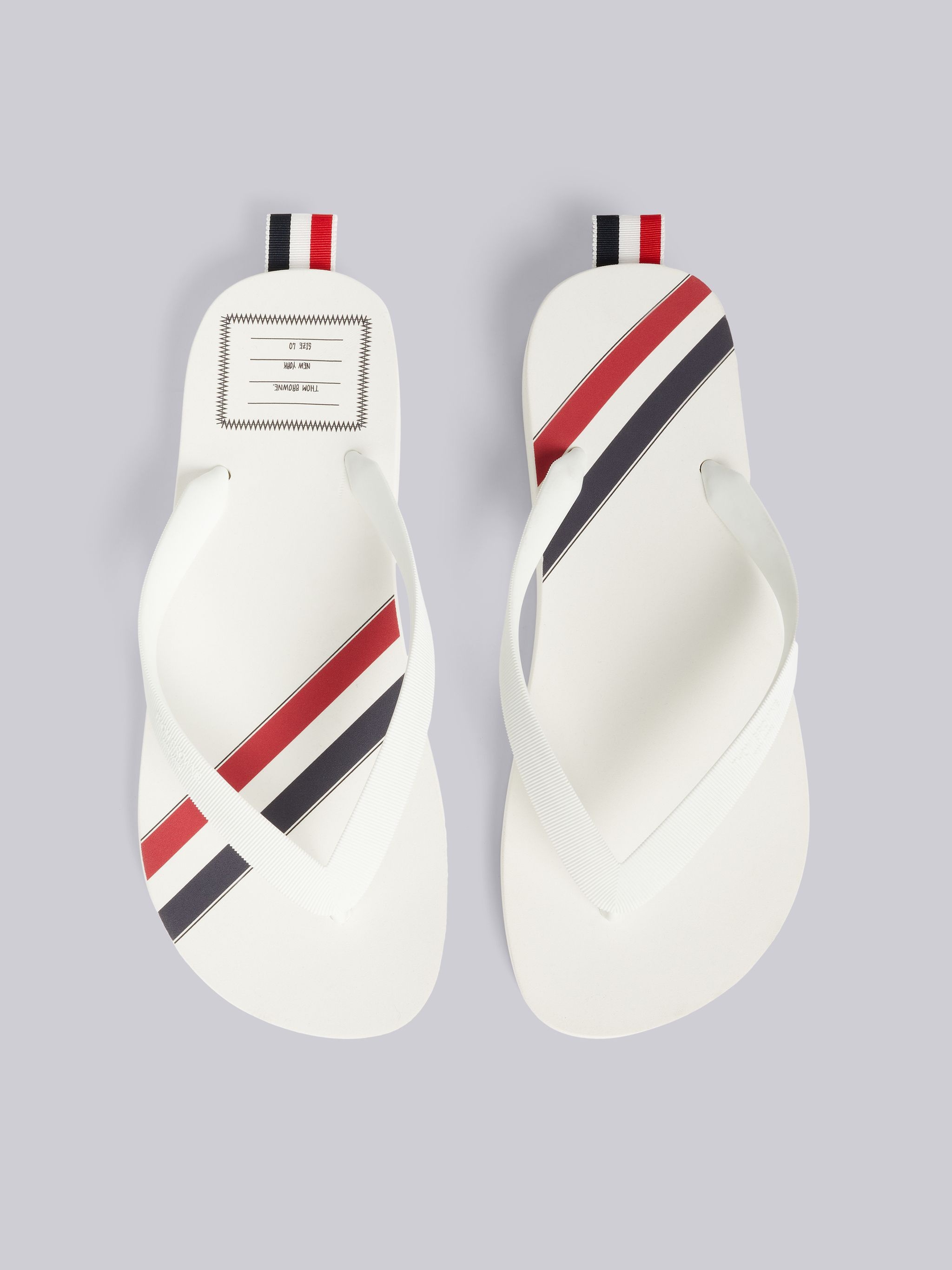 White Molded Rubber Stripe Flip Flop - 4