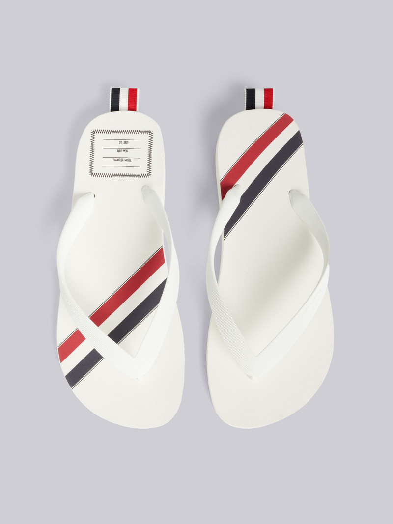 White Molded Rubber Stripe Flip Flop 4
