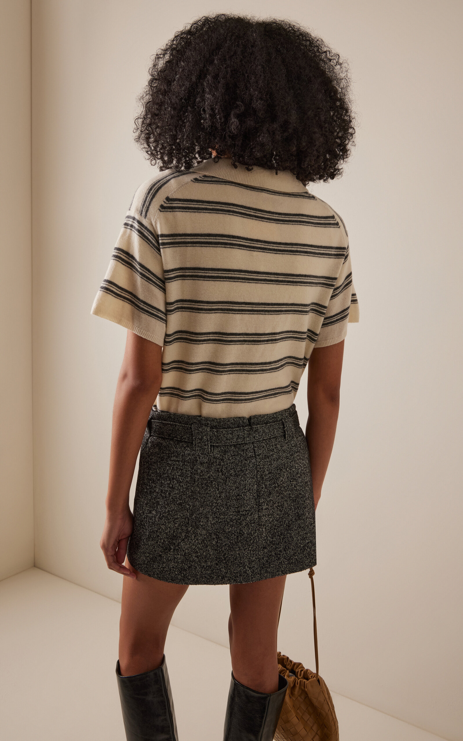Striped Wool-Cashmere Polo Top stripe - 4