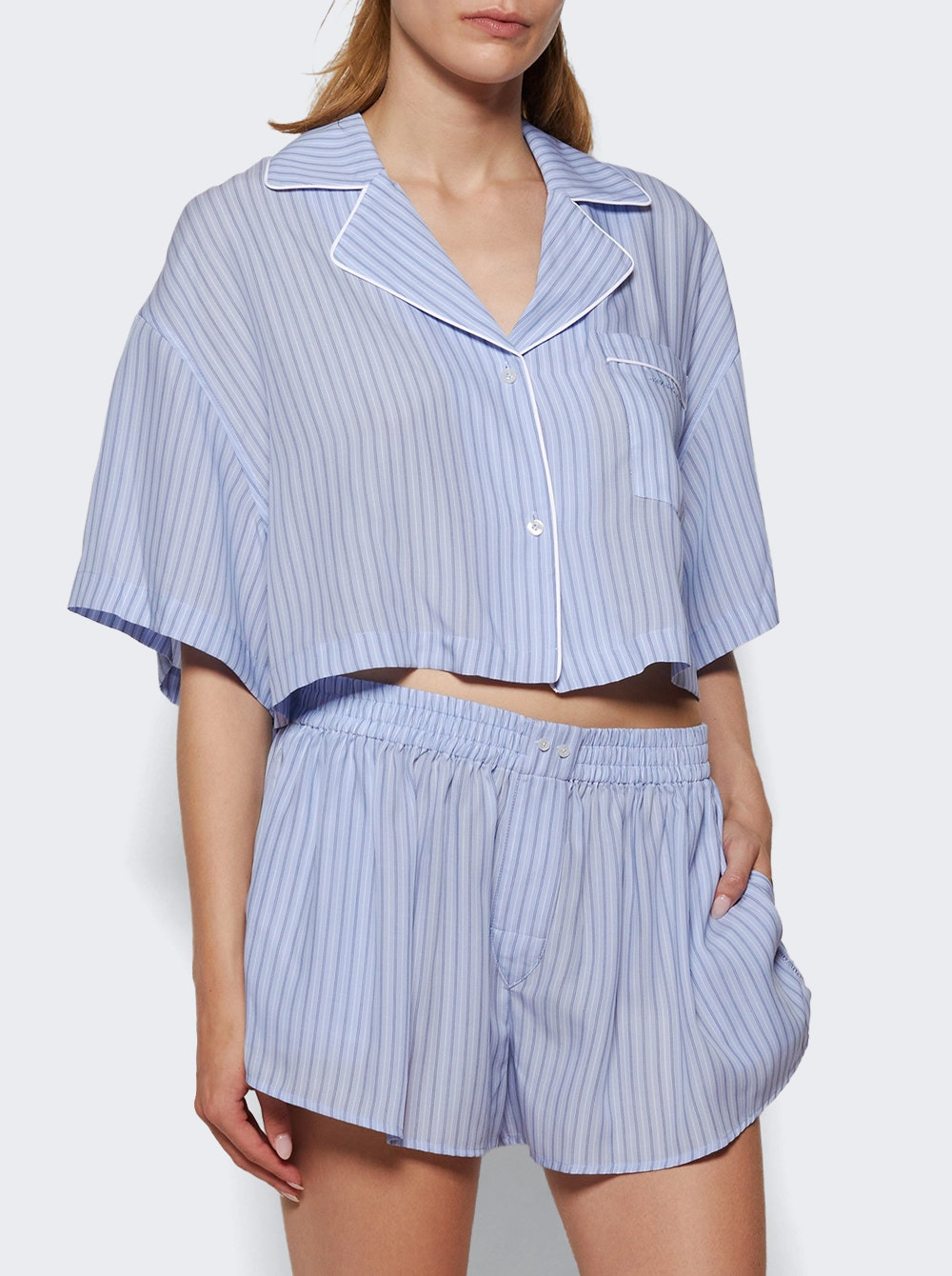 Cropped Shirt Oxford Blue - 2