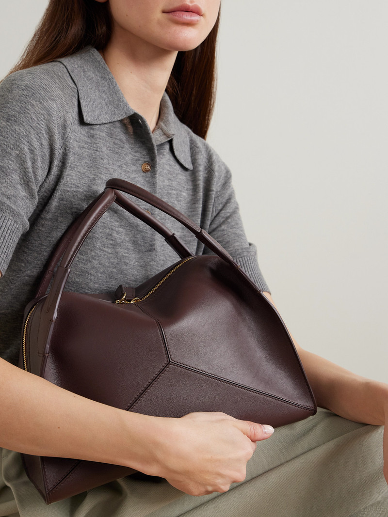 Victoria Beckham Plié Paneled Leather Tote outlook