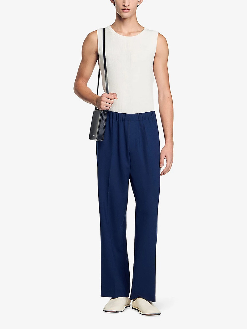 Sandro Elasticated-waist wide-leg stretch-woven trousers outlook