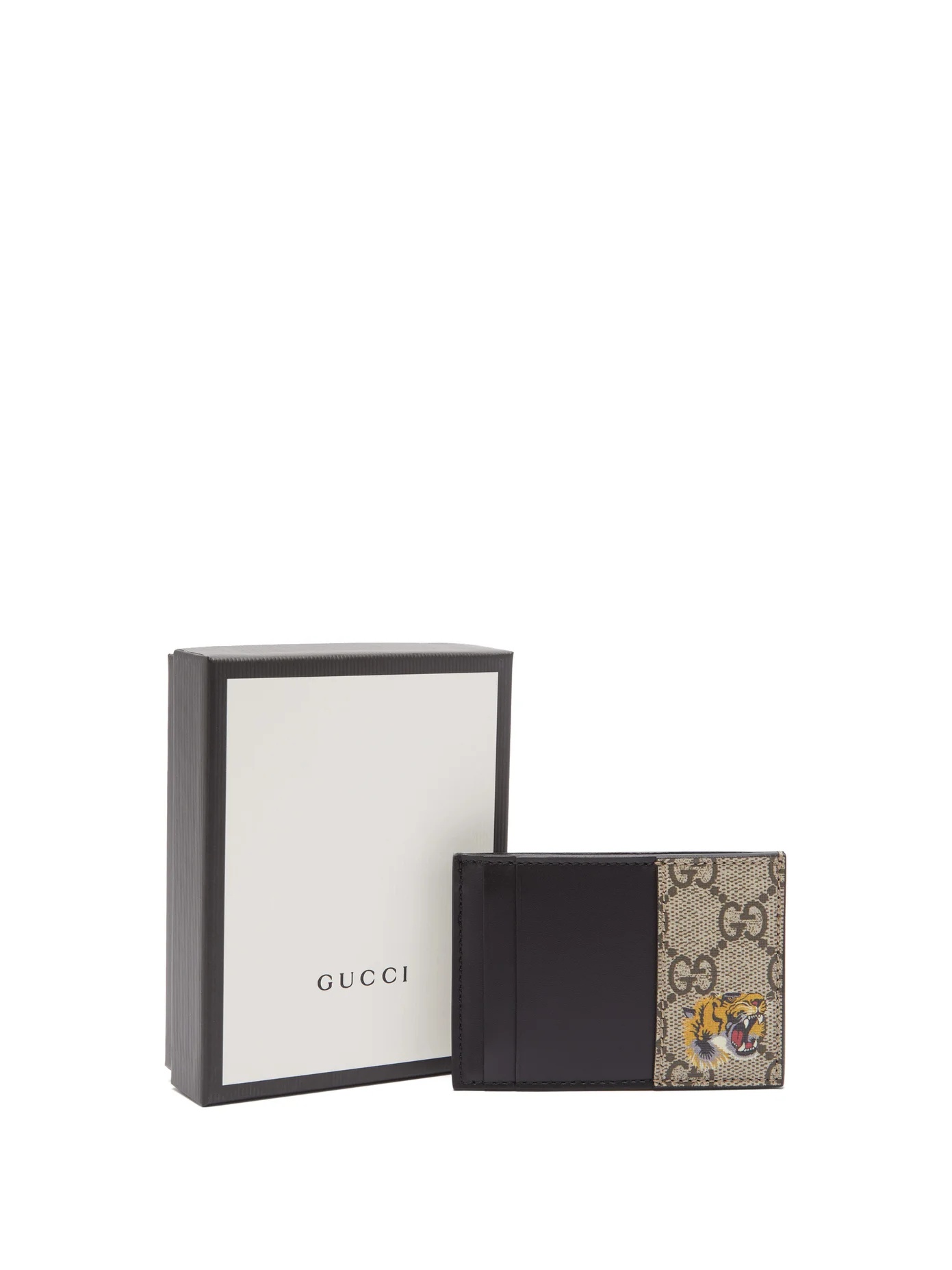 Tiger-print GG Supreme canvas cardholder - 4