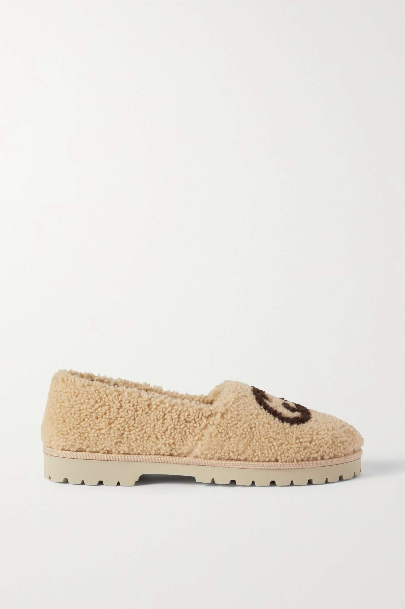 Elea logo-print shearling ballet flats - 5