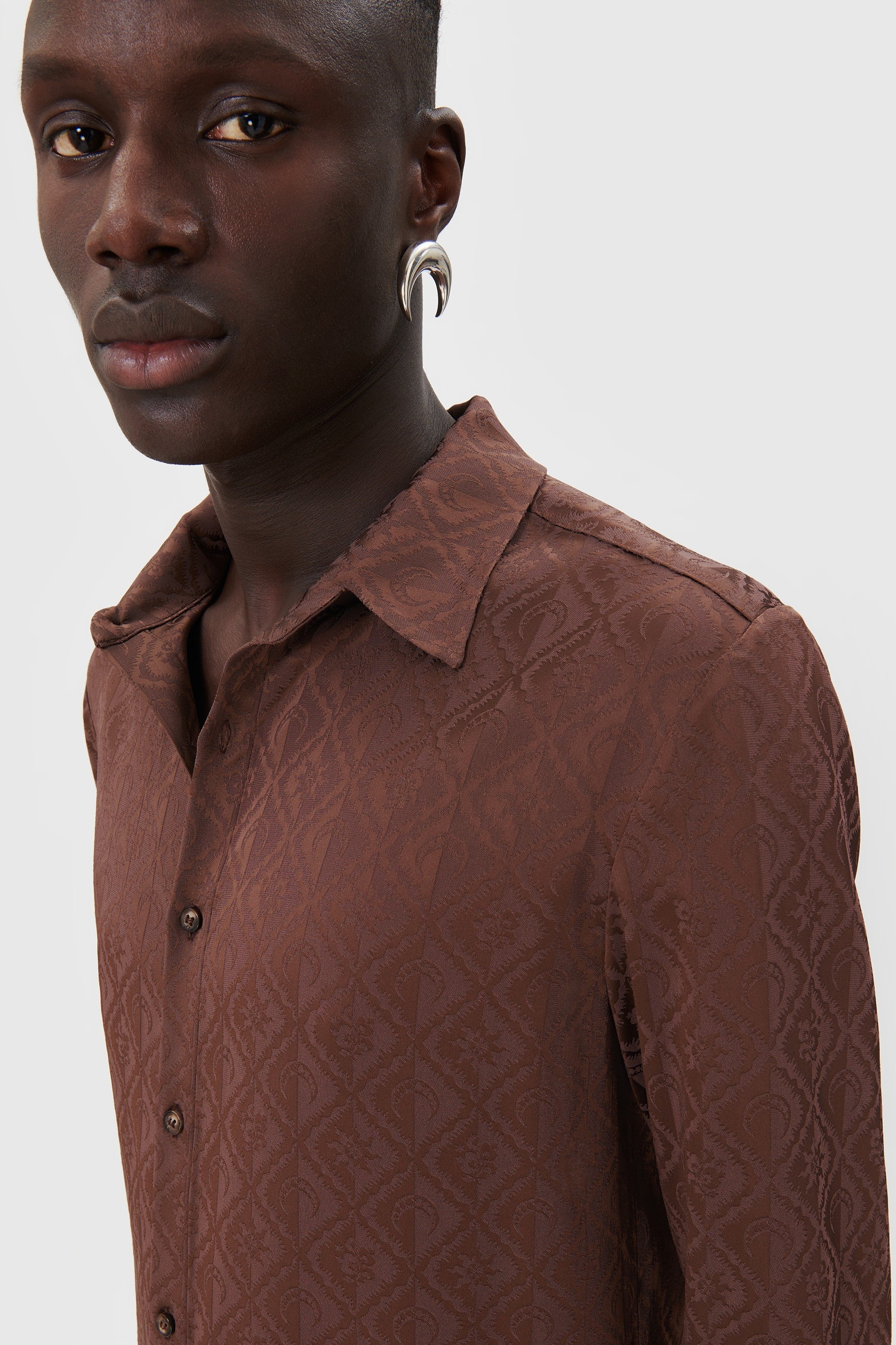 Moon Diamant Satin Jacquard Blouse - 4