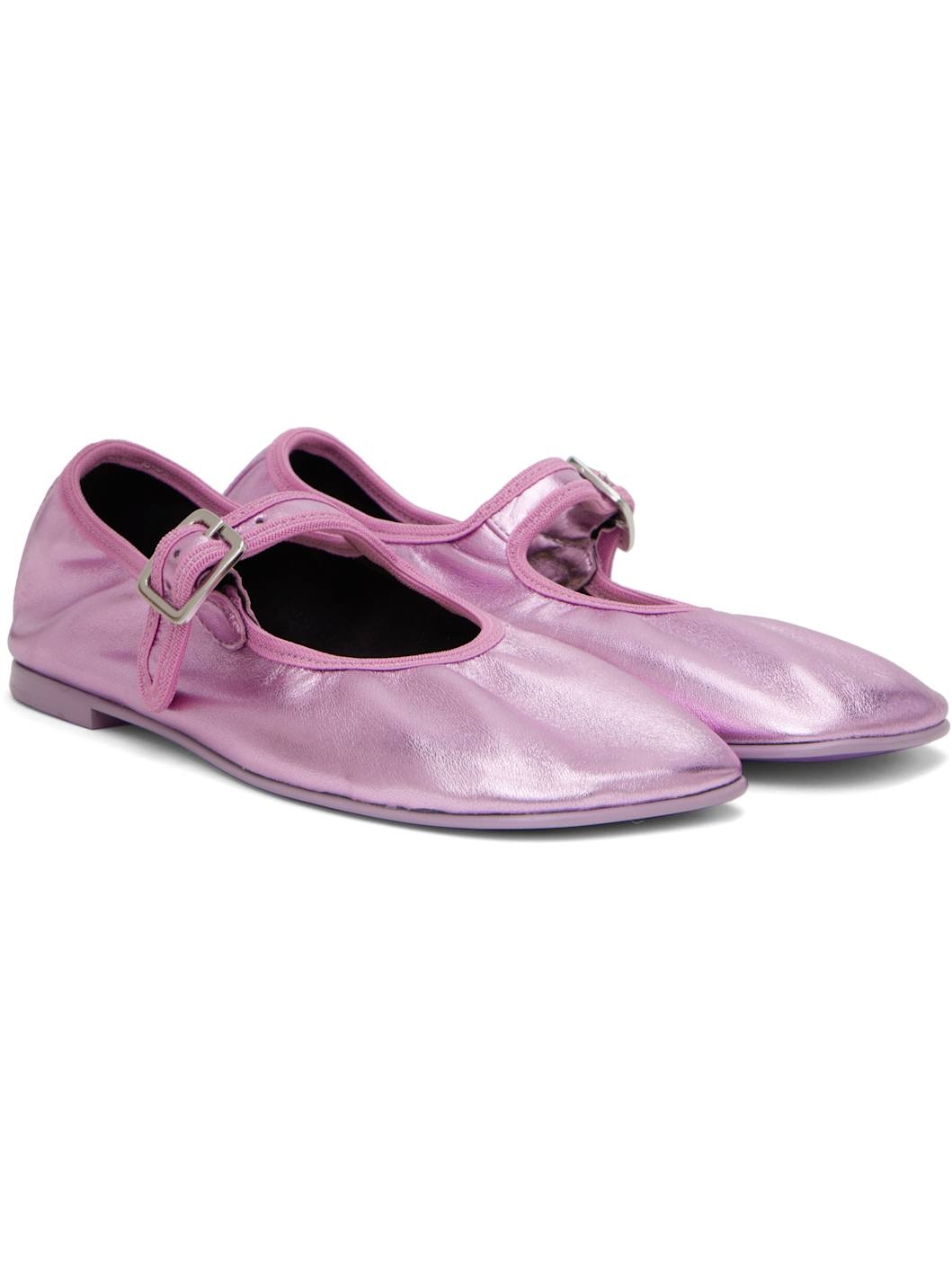 Pink Mary Jane Stretch Ballerina Flats - 4