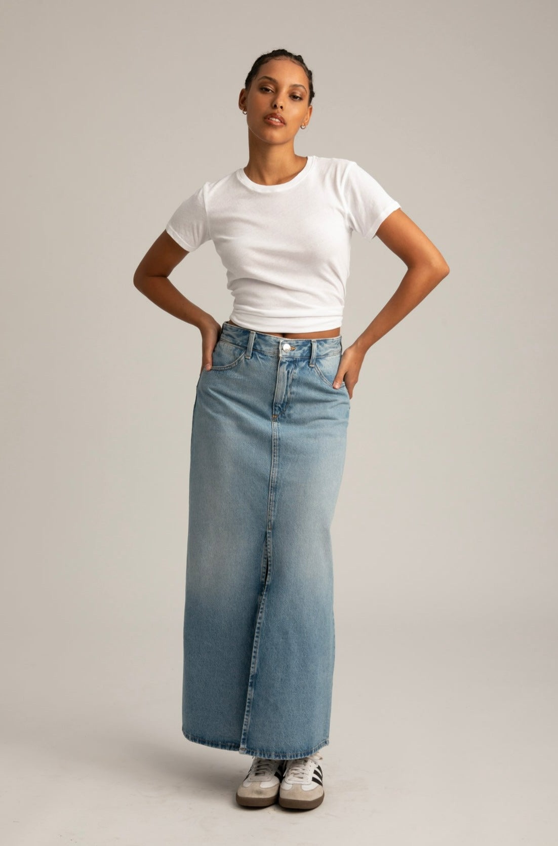 PARADIS LONG DENIM SLIT SKIRT - 1