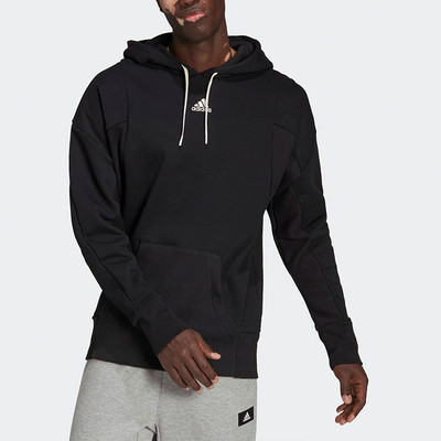 adidas Men's adidas Logo Printing Hooded Long Sleeves Black HC3479 outlook