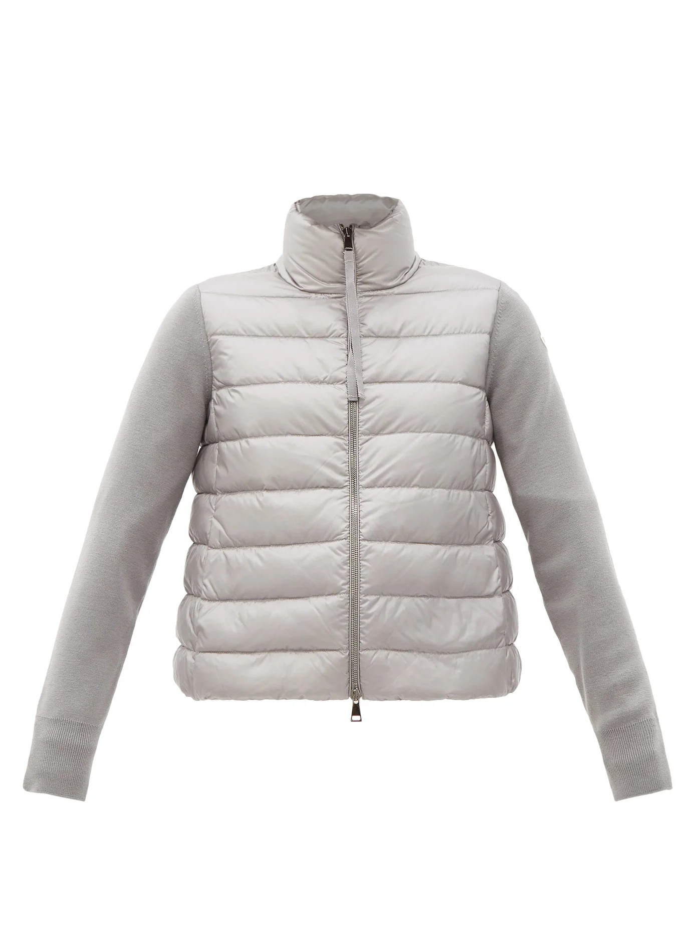 Contrasting wool and quilted-down zip cardigan - 1