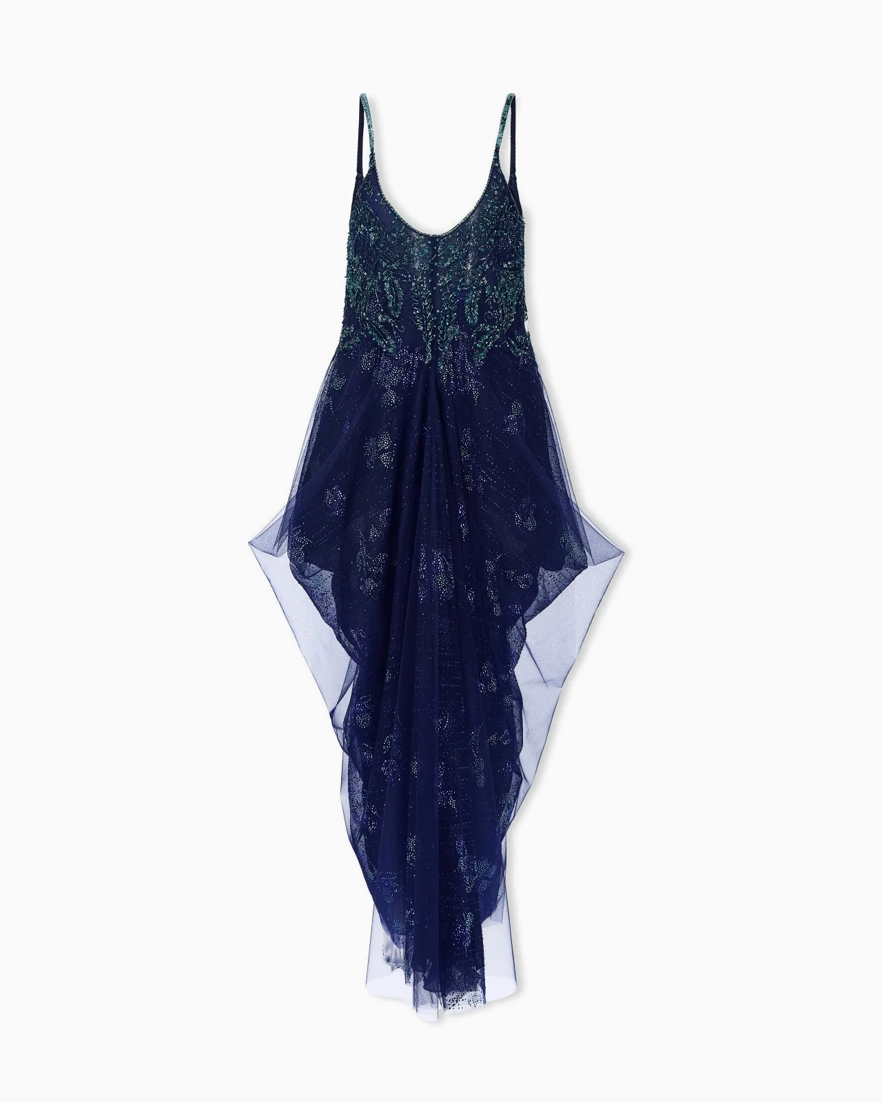 LONG TULLE DRESS WITH EMBROIDERIES - 1