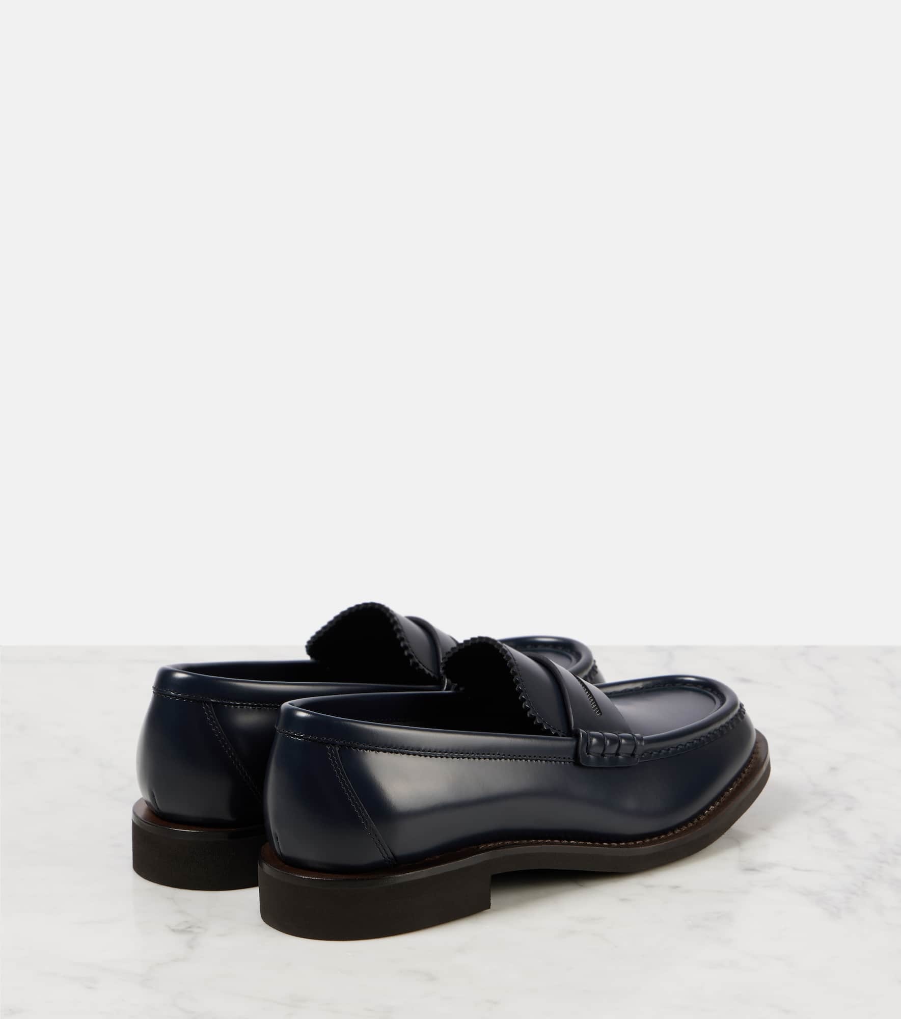 Monili-embellished leather penny loafers - 2