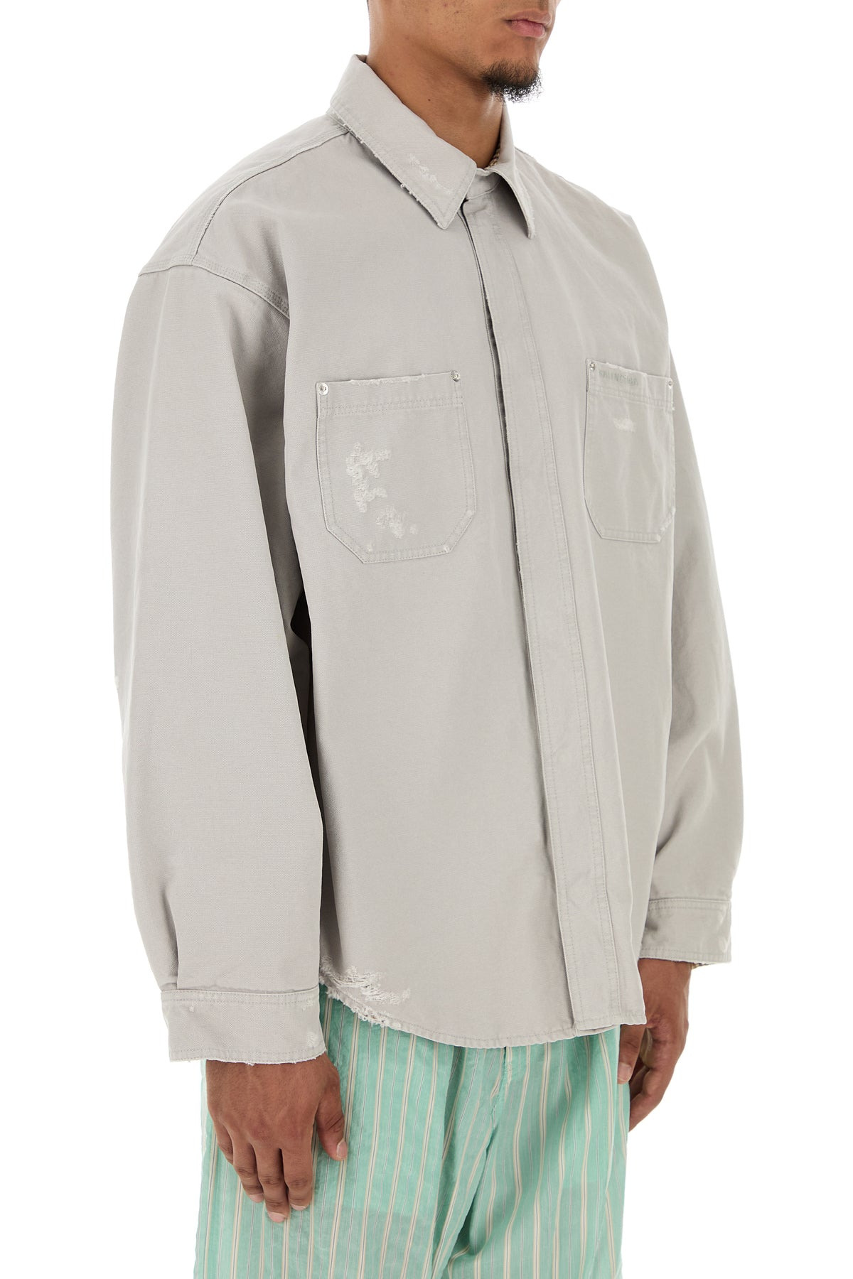 Light grey cotton oversize shirt - 3