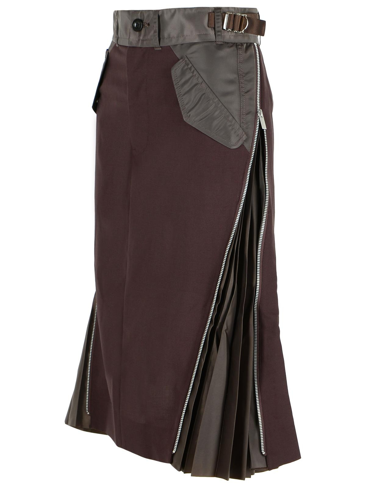 Sacai Brown Wool Blend Skirt Women - 2