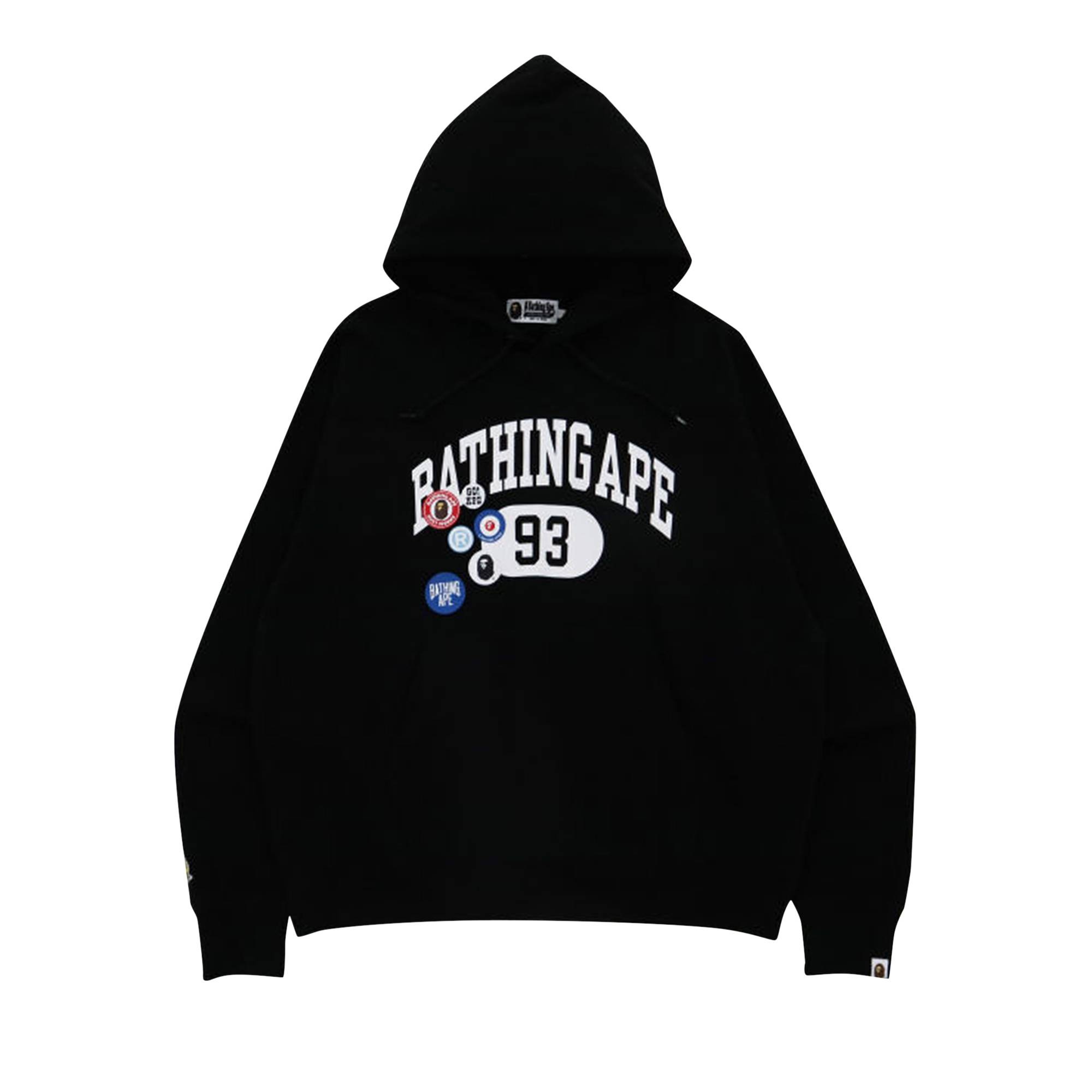 BAPE Badge Motif Loose Fit Pullover Hoodie 'Black' - 1