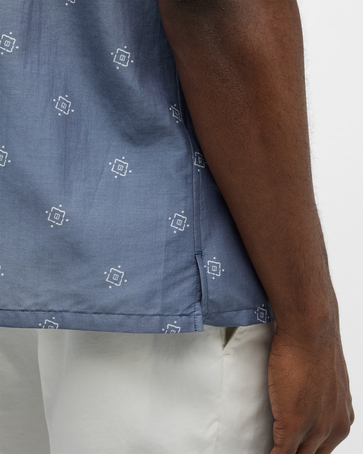 Men's Cotton-Silk Geometric-Print Camp Shirt - 6