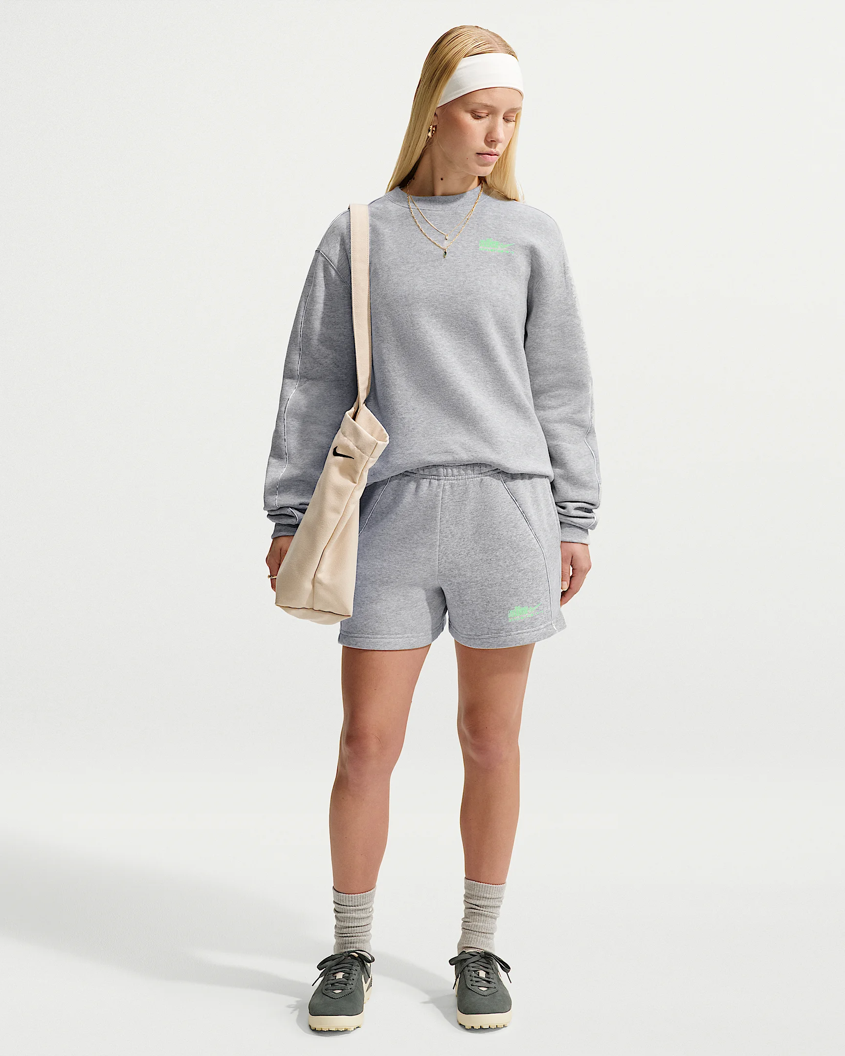 Nike Studio Fleece Medium Weight "Graphic Pack" Women's Mid-Rise "Nike Athletic Department" Shorts - 1
