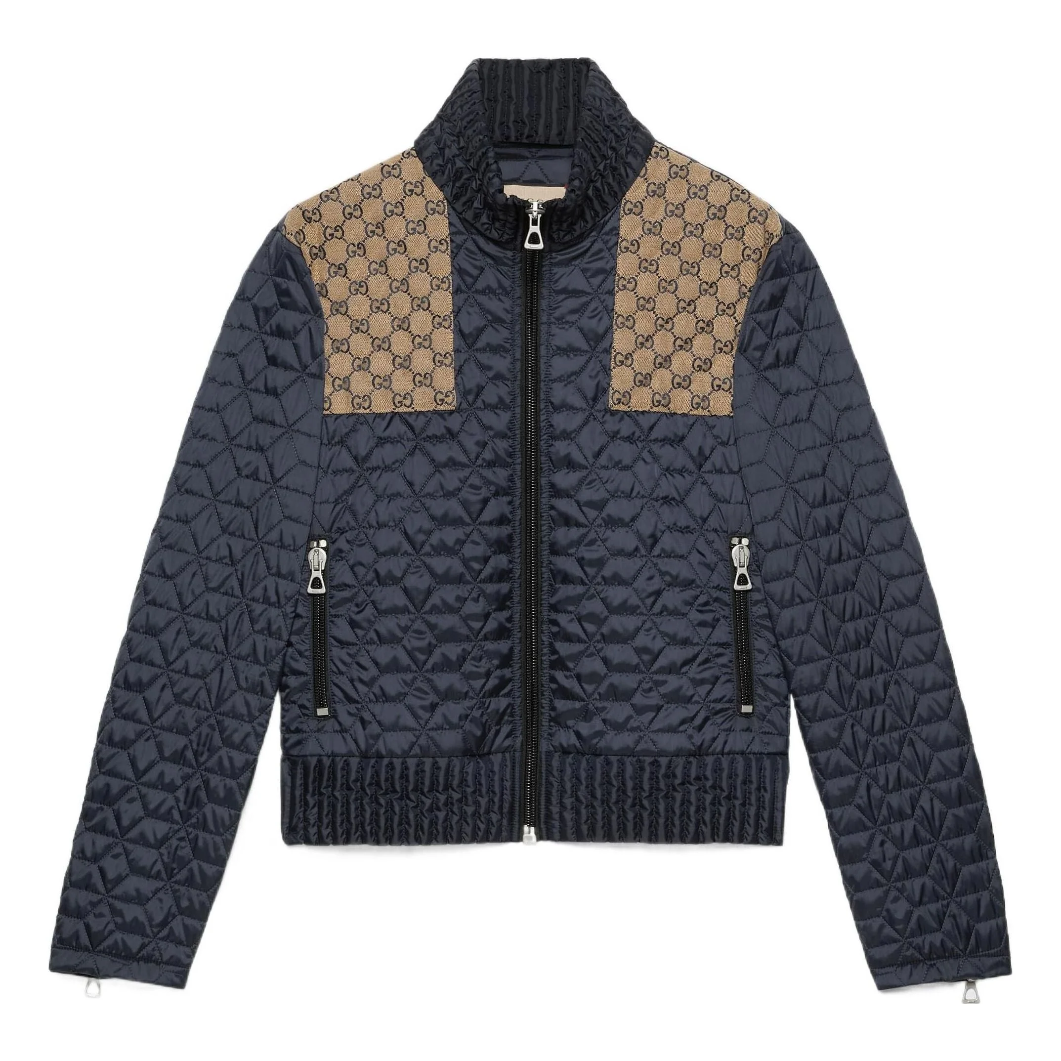 Gucci Quilted Jacket with GG Fabric Detail 'Beige Blue' 715540-ZAKY4-4433 - 1