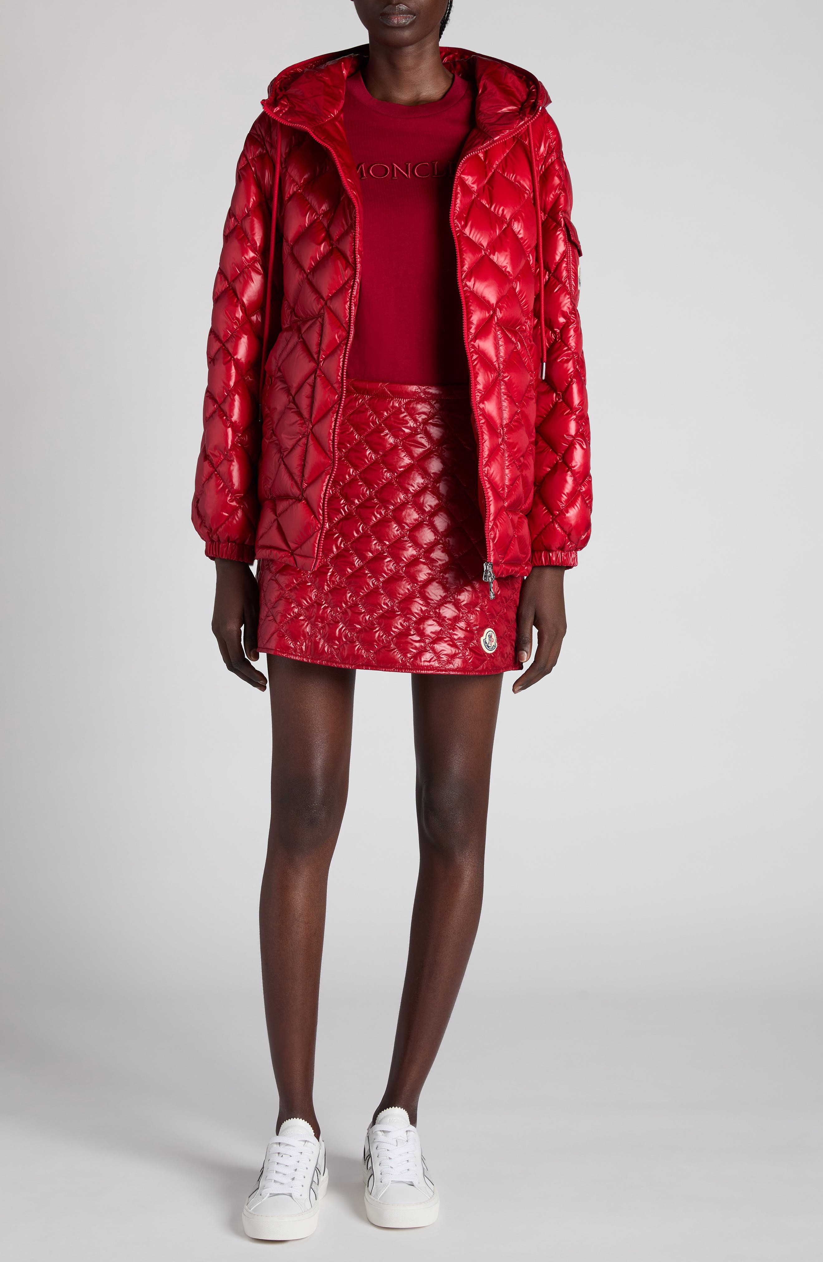 Moncler Quilted Miniskirt in Red Auburn at Nordstrom - 2