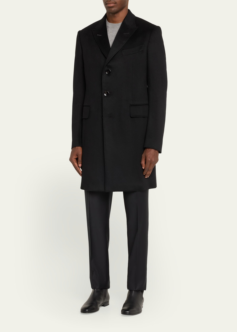 TOM FORD Men's Solid Cashmere Overcoat outlook