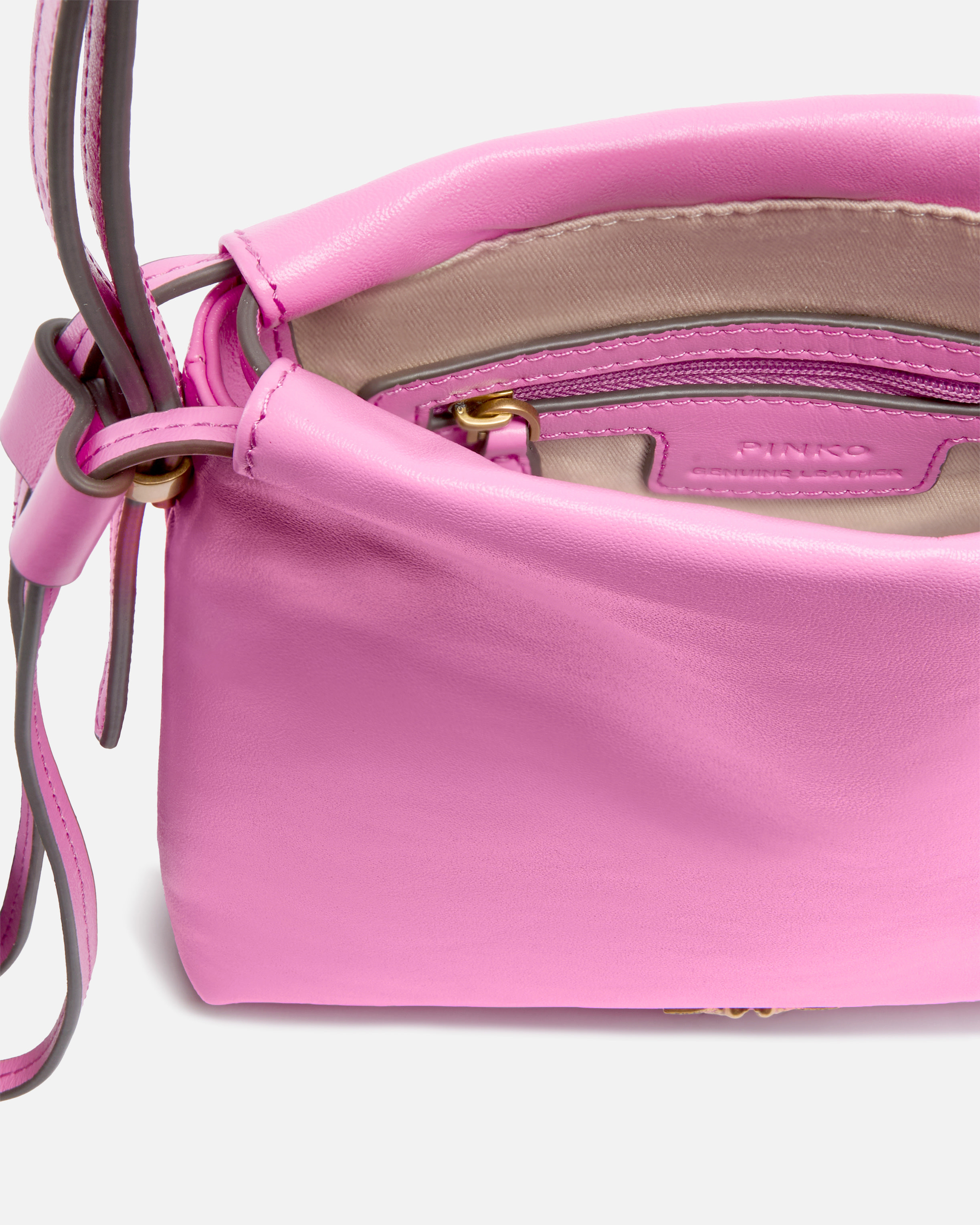 LEATHER MINI SLOUCHY BAG WITH LOVE BIRDS LOGO - 4