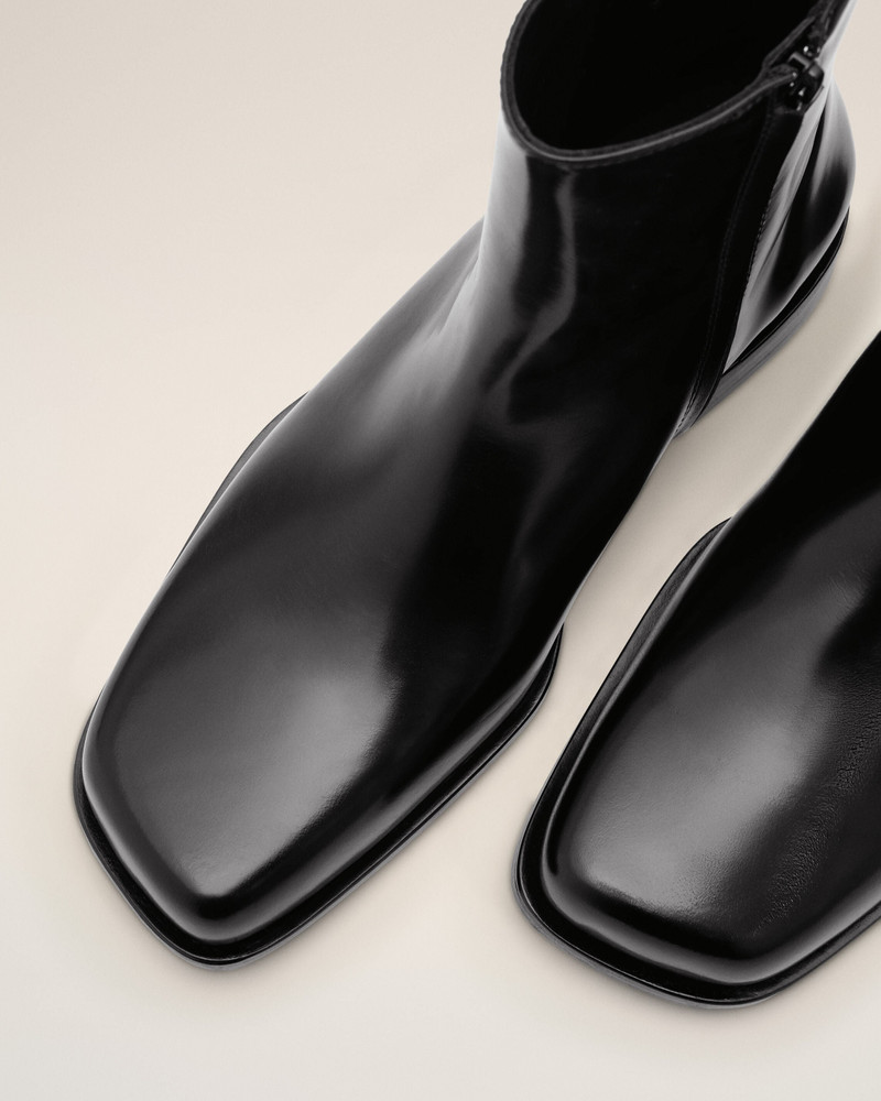 BLACK COW LEATHER ANKLE BOOTS 5
