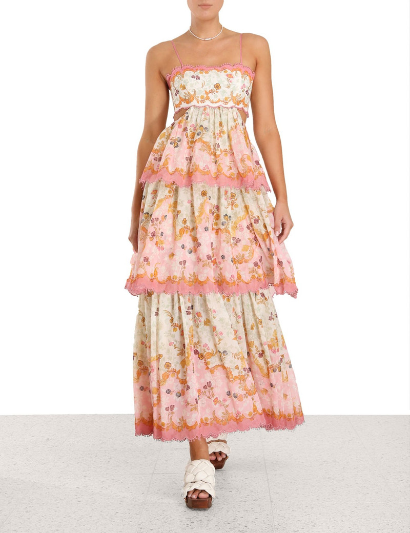 Zimmermann LAUREL FRILL MIDI DRESS - 5353DLAUPGFL | REVERSIBLE