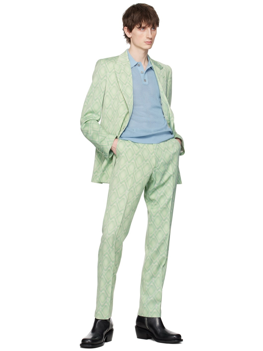 Green Slim Fit Suit - 5