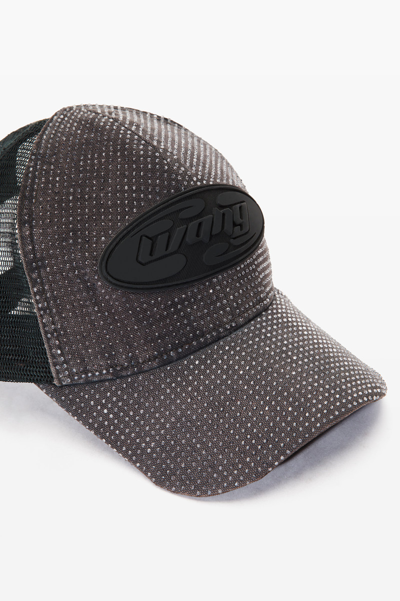 logo trucker hat in crystal hotfix and cotton canvas 3
