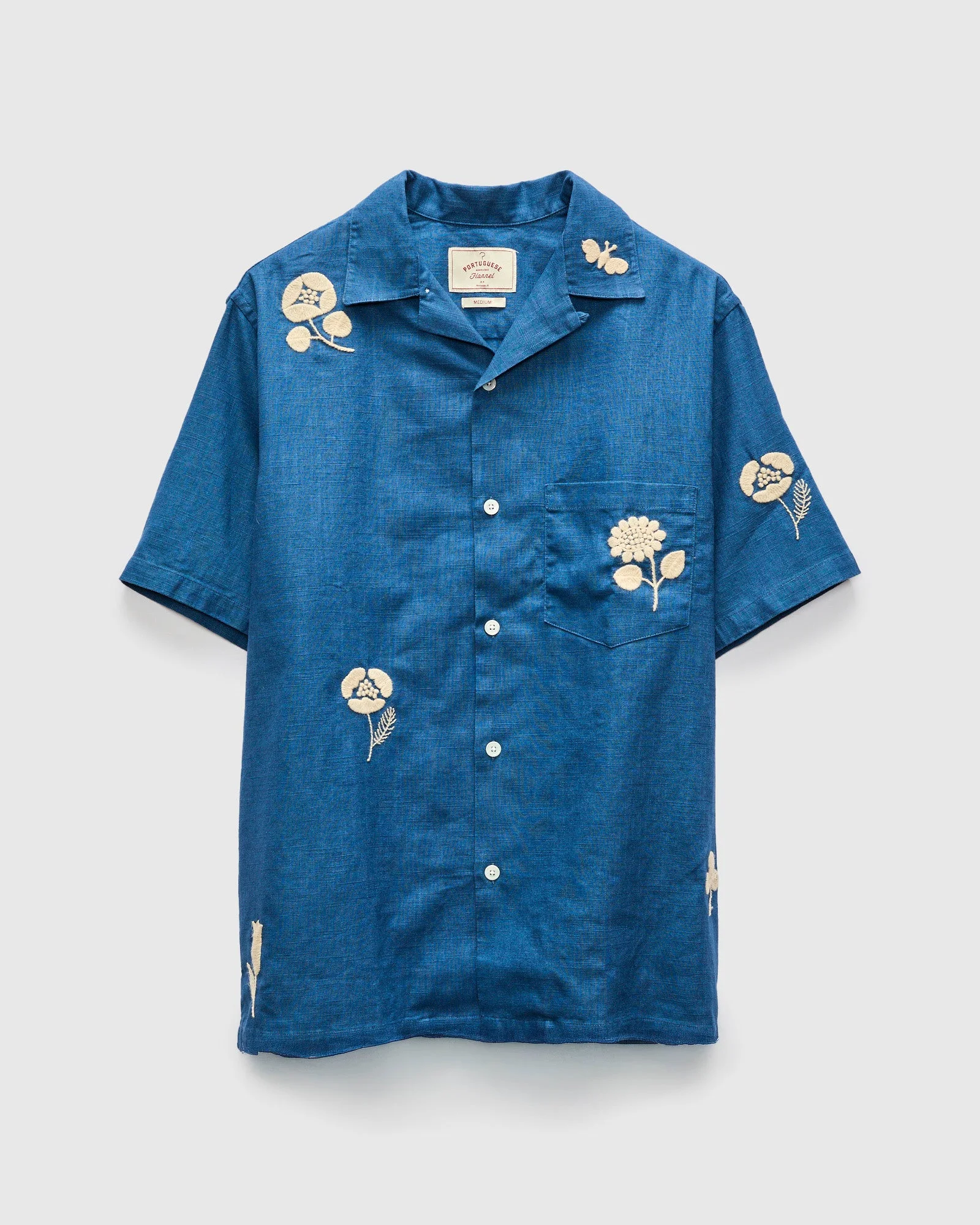 Embroidery Nature Ramie Shirt in Blue - 1