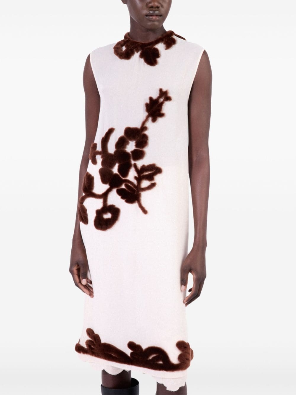 floral-embroidered silk midi dress - 4