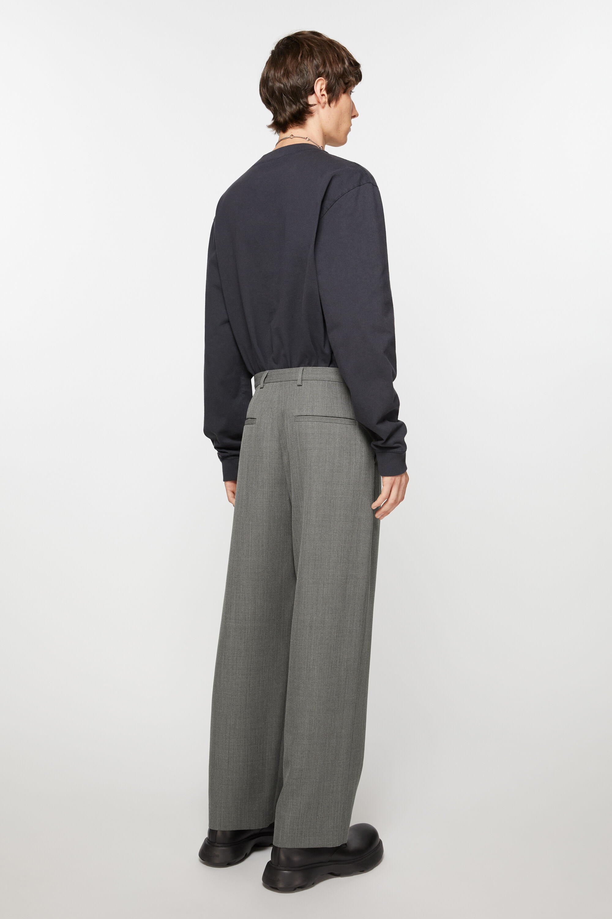 Wool blend trousers - Grey Melange - 4