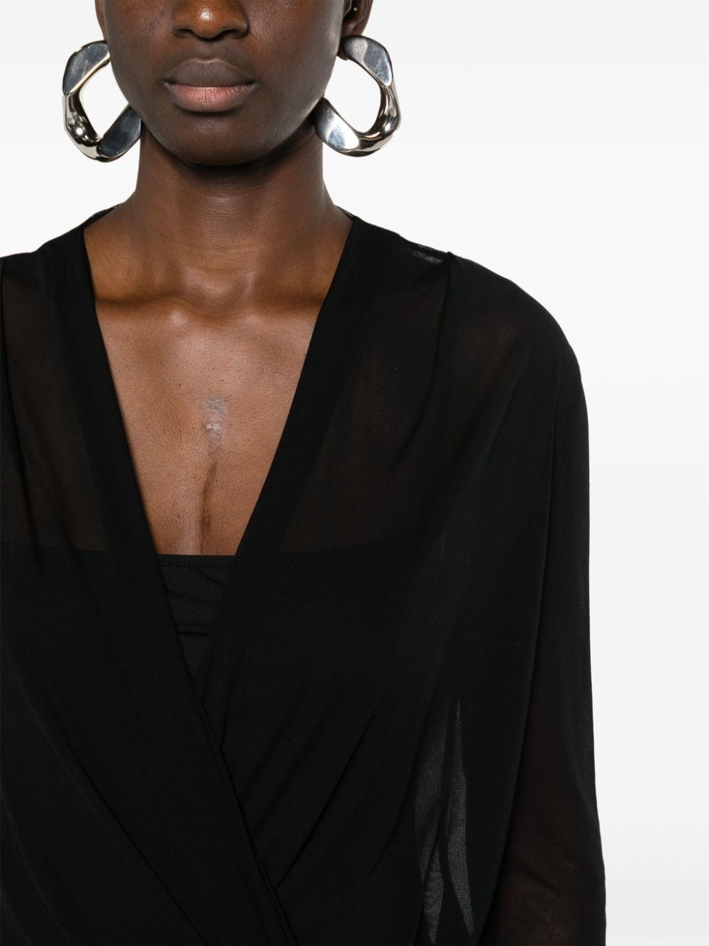 mesh wrap blouse - 5