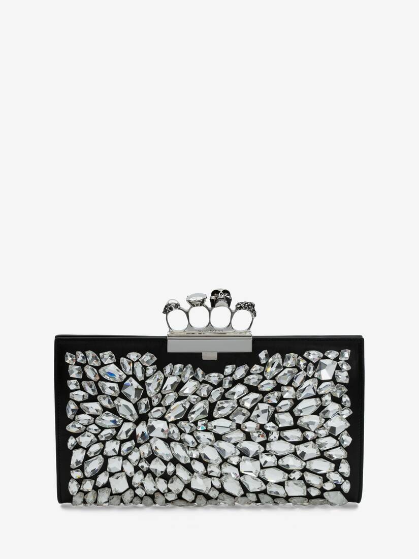 Women's Jewelled Flat Pouch in Black - 1