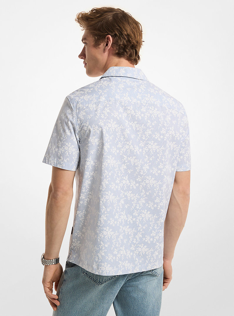 MICHAEL KORS Floral Stretch Cotton Short-Sleeve Shirt outlook