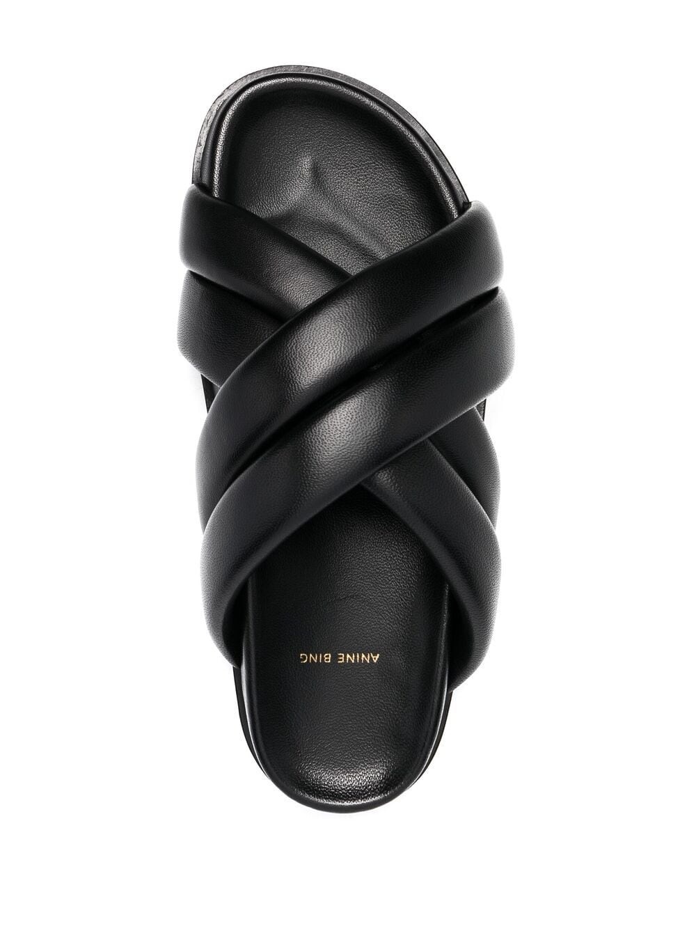 Lizzie leather cross-strap slides - 4
