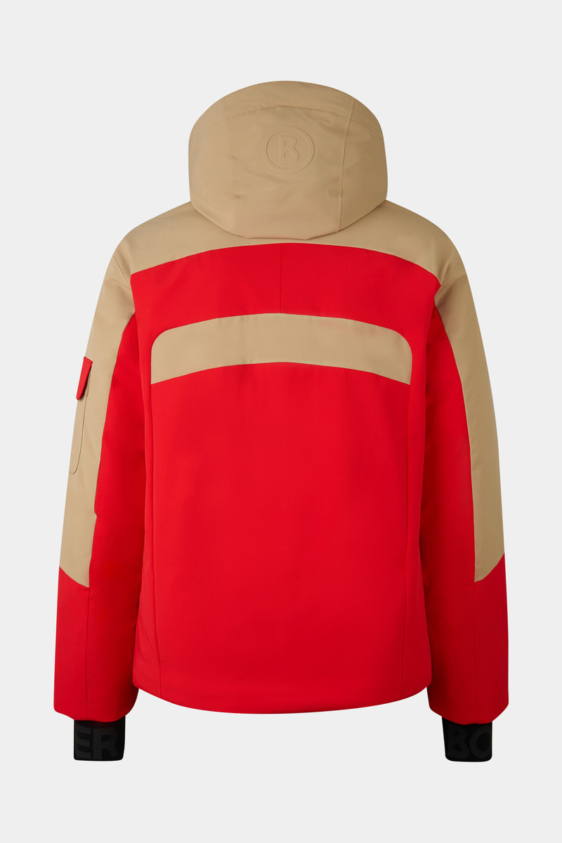 Danjo down ski jacket in Red/beige 12